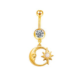 Gold Moonlit Belly Bar - ILLUSIVE JEWELS