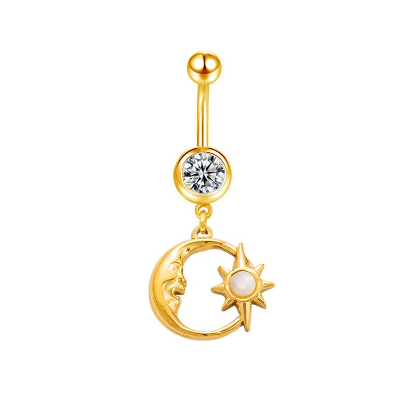 Gold Moonlit Belly Bar - ILLUSIVE JEWELS