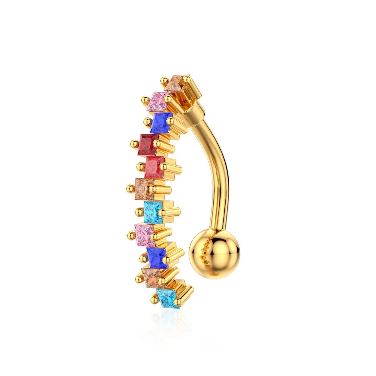 Gold Multicolour Belly Bar - ILLUSIVE JEWELS