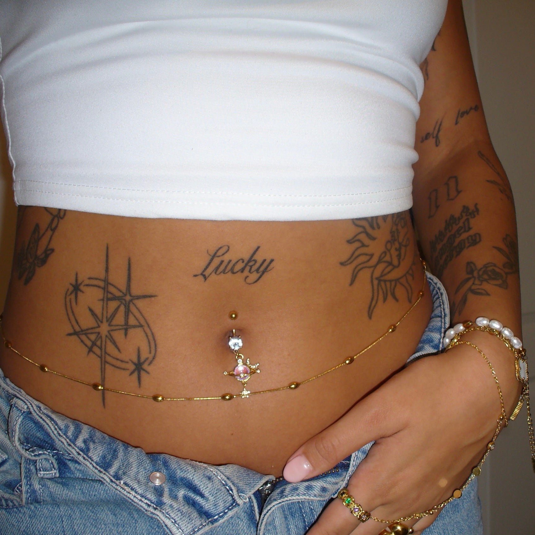 Gold Outta Space Belly Bar - ILLUSIVE JEWELS