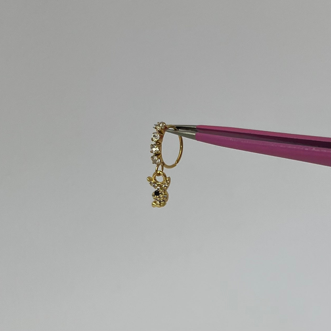 Gold P - Bunny Gemstone Nose Ring - ILLUSIVE JEWELS