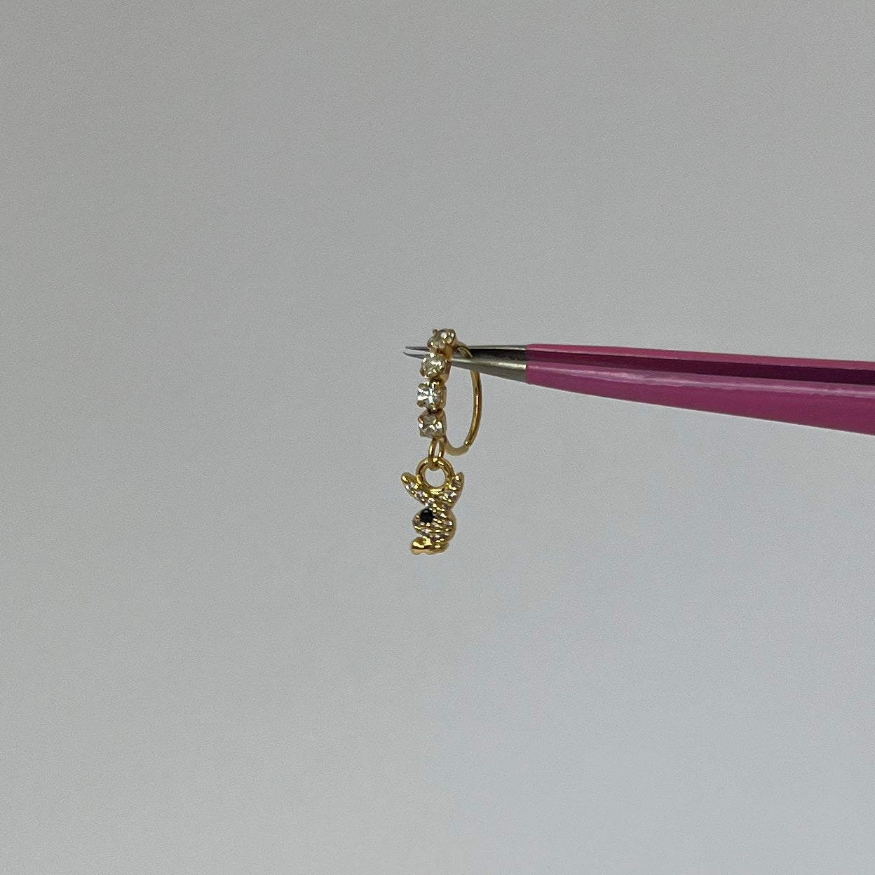 Gold P - Bunny Gemstone Nose Ring - ILLUSIVE JEWELS