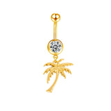 Gold Palm Tree Belly Bar - ILLUSIVE JEWELS