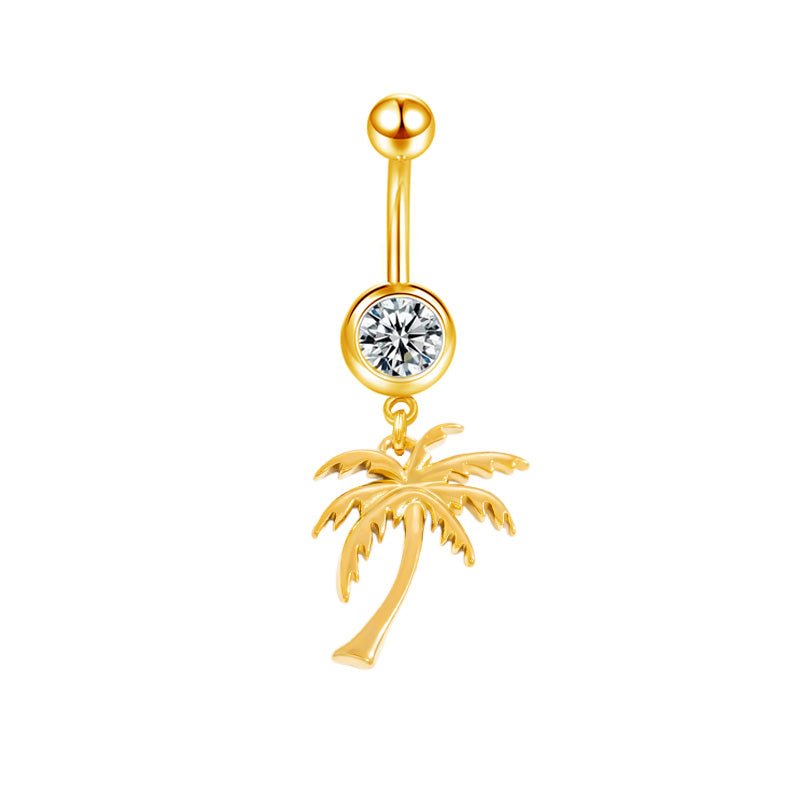 Gold Palm Tree Belly Bar - ILLUSIVE JEWELS
