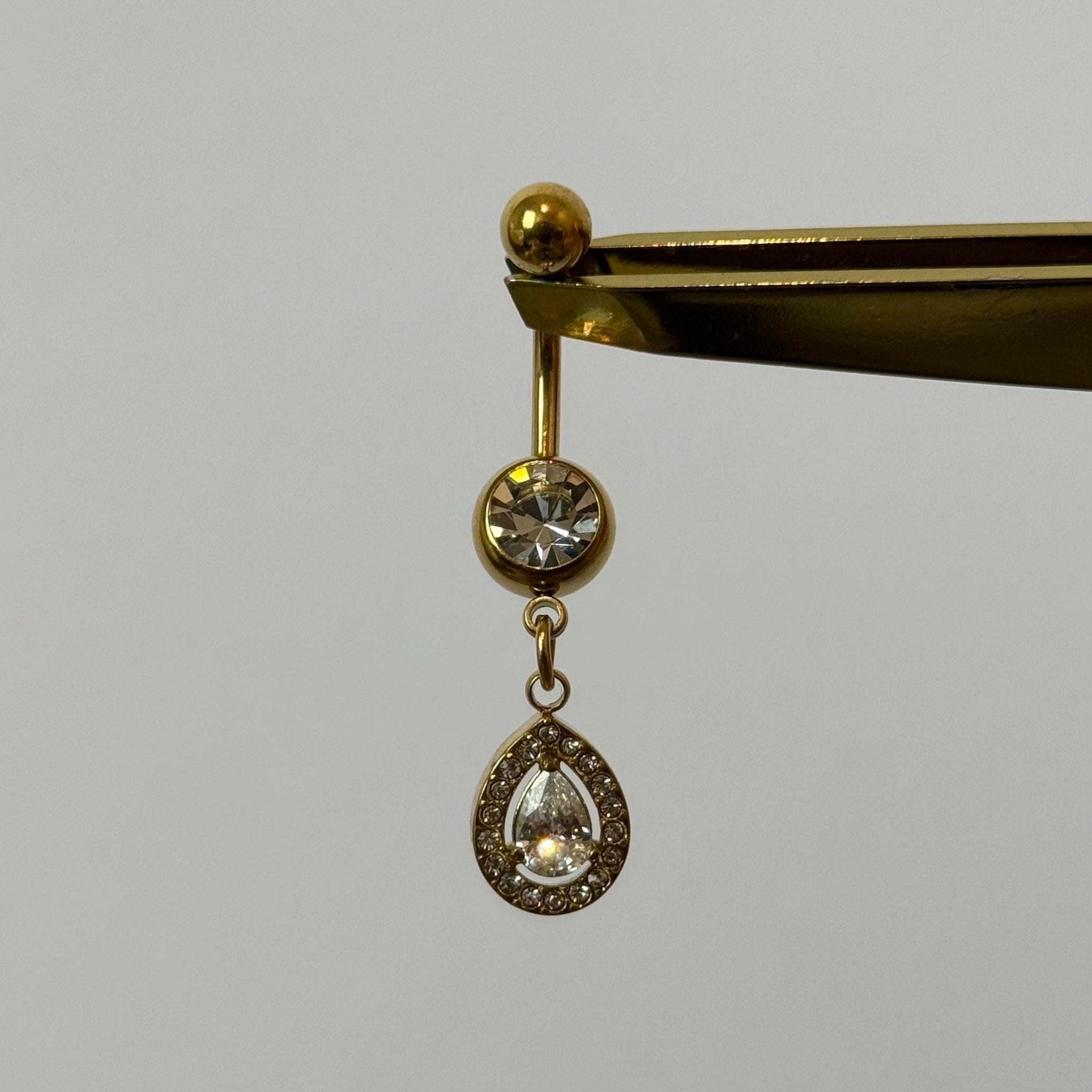 Gold Raindrop Belly Bar - ILLUSIVE JEWELS