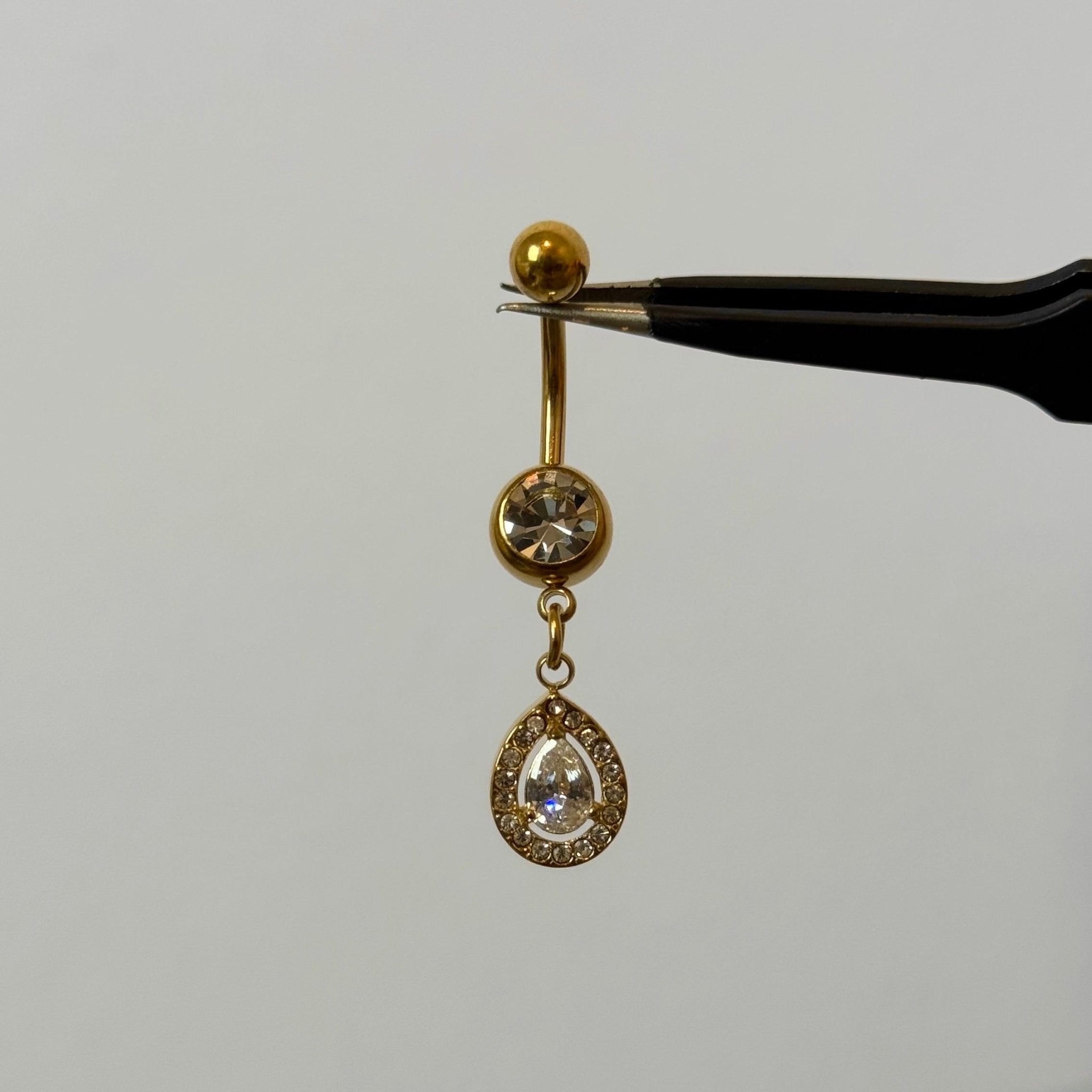 Gold Raindrop Belly Bar - ILLUSIVE JEWELS