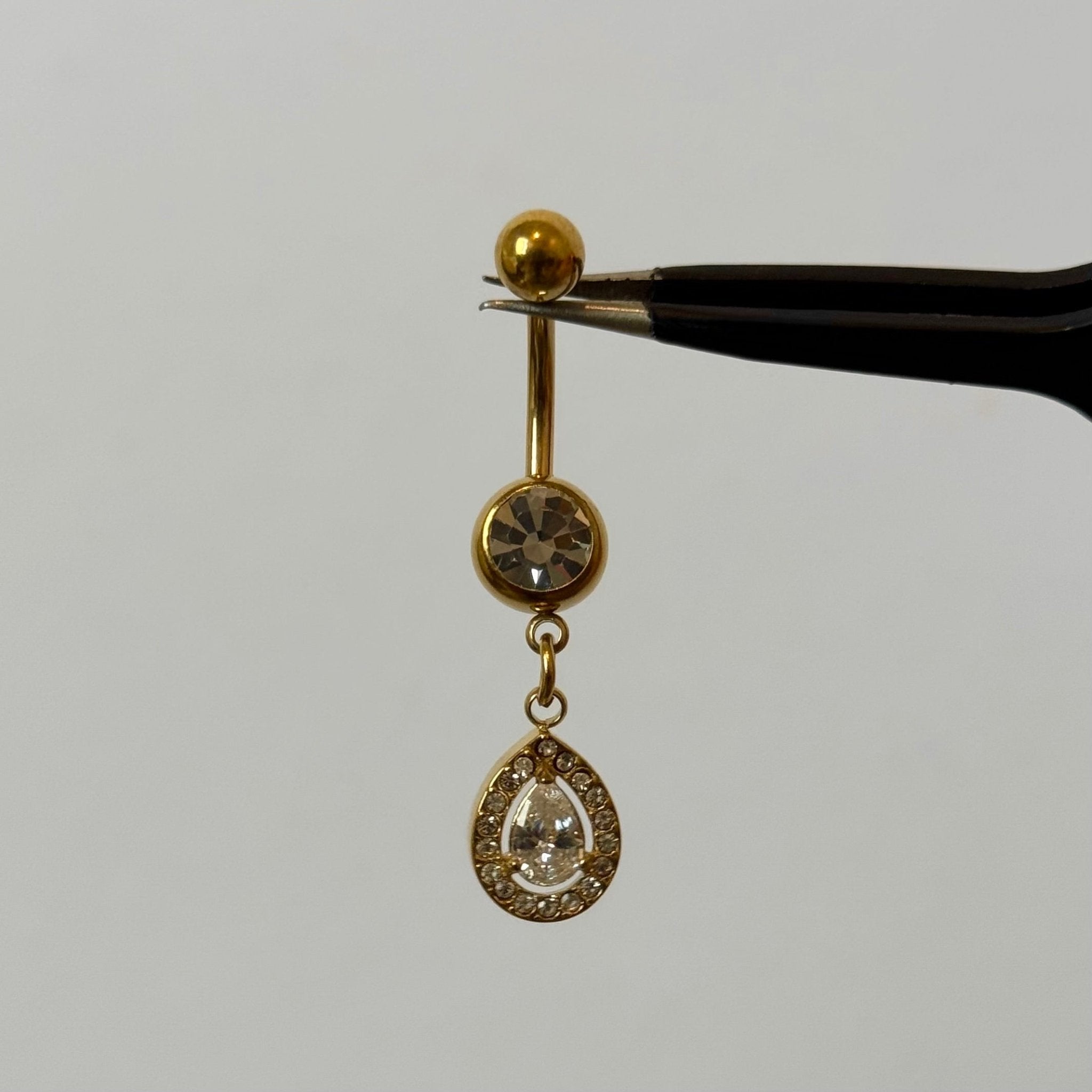 Gold Raindrop Belly Bar - ILLUSIVE JEWELS
