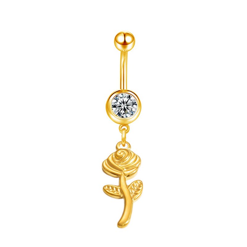 Gold Rose Belly Bar - ILLUSIVE JEWELS