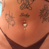 Gold Spider Web Belly Bar - ILLUSIVE JEWELS