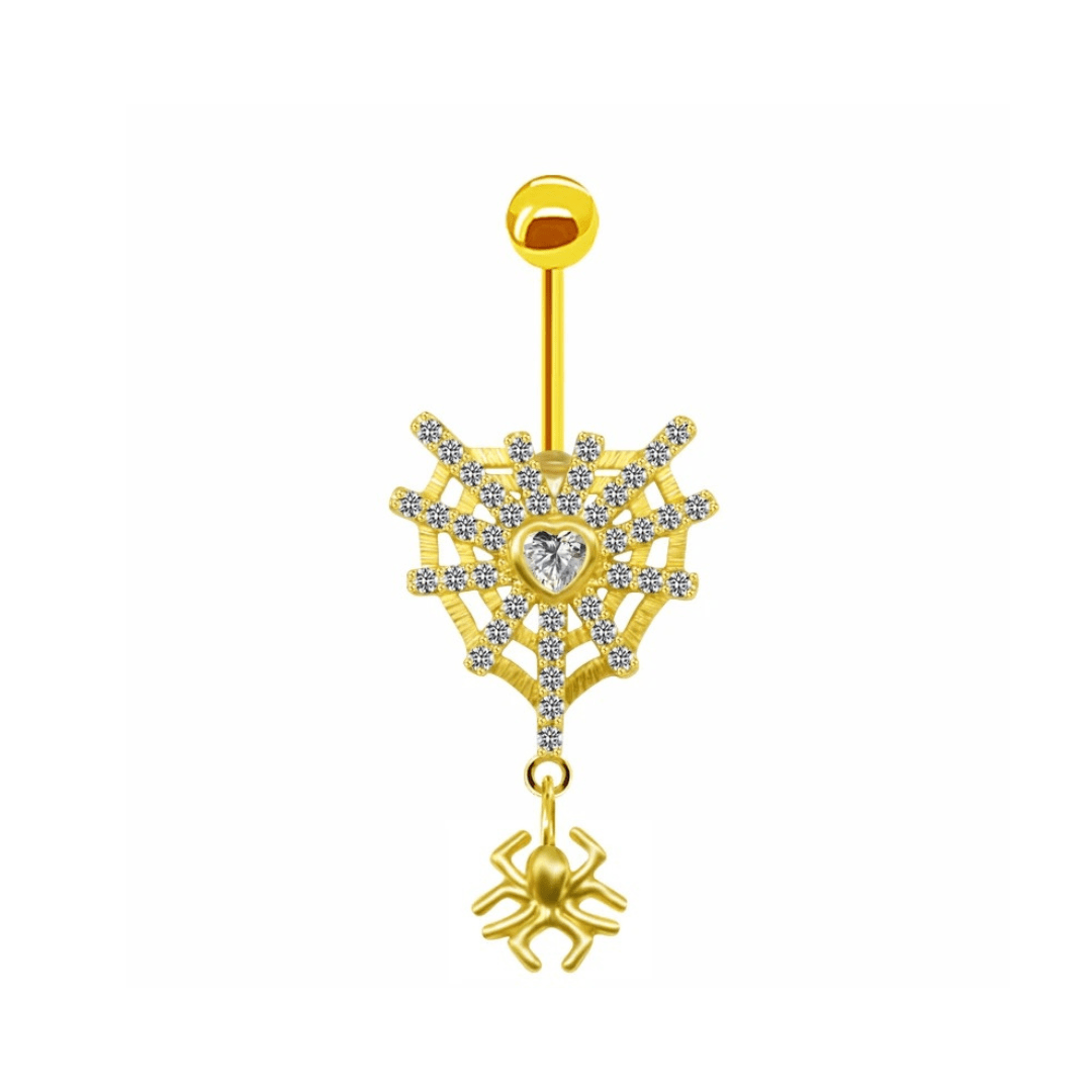 Gold Spider Web Belly Bar - ILLUSIVE JEWELS