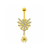 Gold Spider Web Belly Bar - ILLUSIVE JEWELS