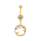 Gold Star CZ Circle Belly Bar - ILLUSIVE JEWELS