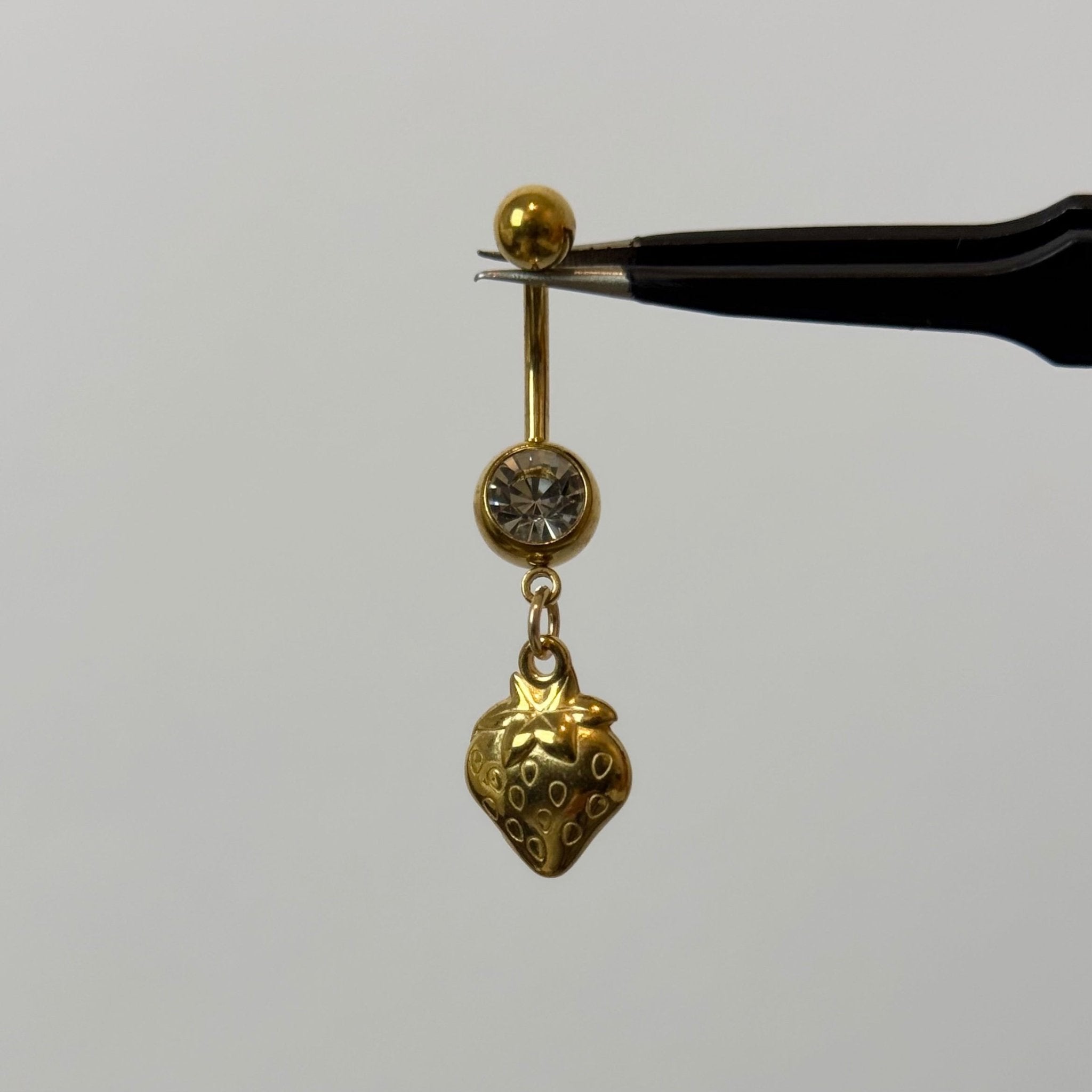 Gold Strawberry Belly Bar - ILLUSIVE JEWELS