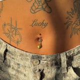 Gold Strawberry Belly Bar - ILLUSIVE JEWELS