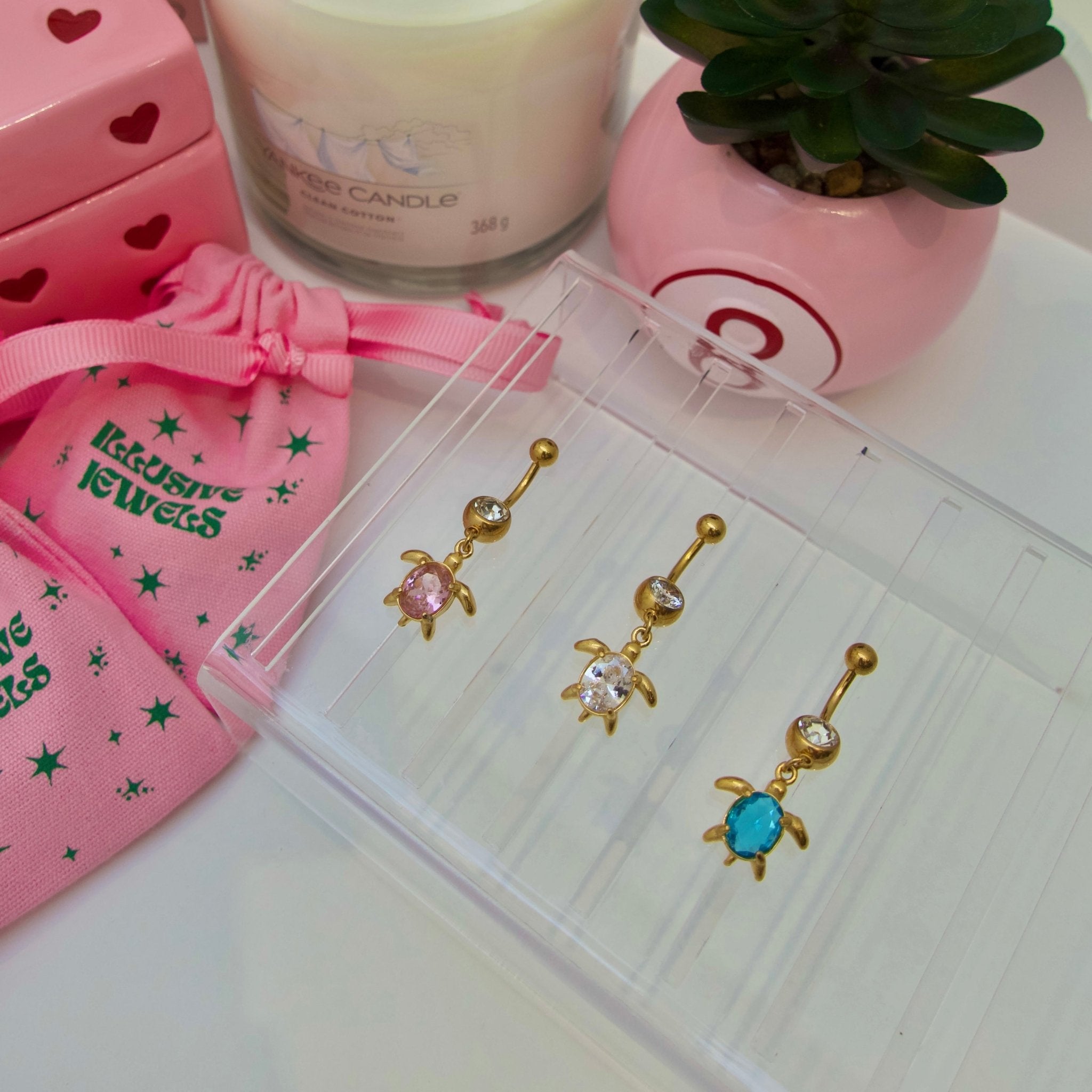 Gold Turtle Dangling Belly Bar - ILLUSIVE JEWELS