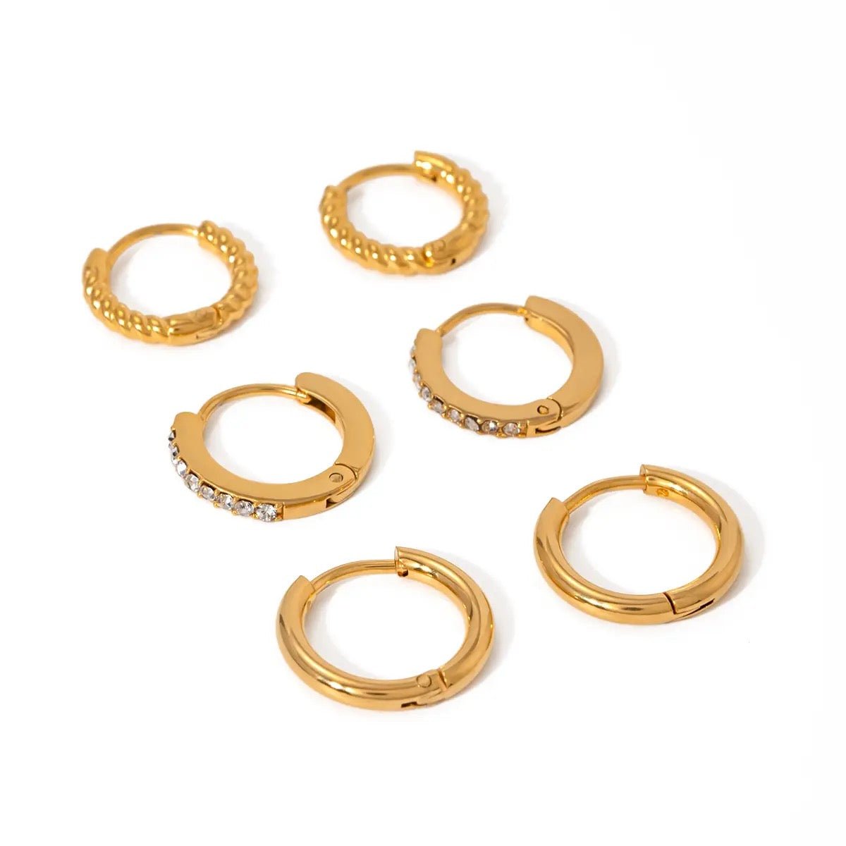Golden Huggie Earring Stack - ILLUSIVE JEWELS