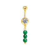 Green Beaded Dangling Belly Bar - ILLUSIVE JEWELS