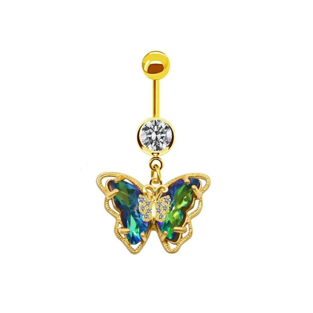 Green Butterfly Belly Bar - ILLUSIVE JEWELS