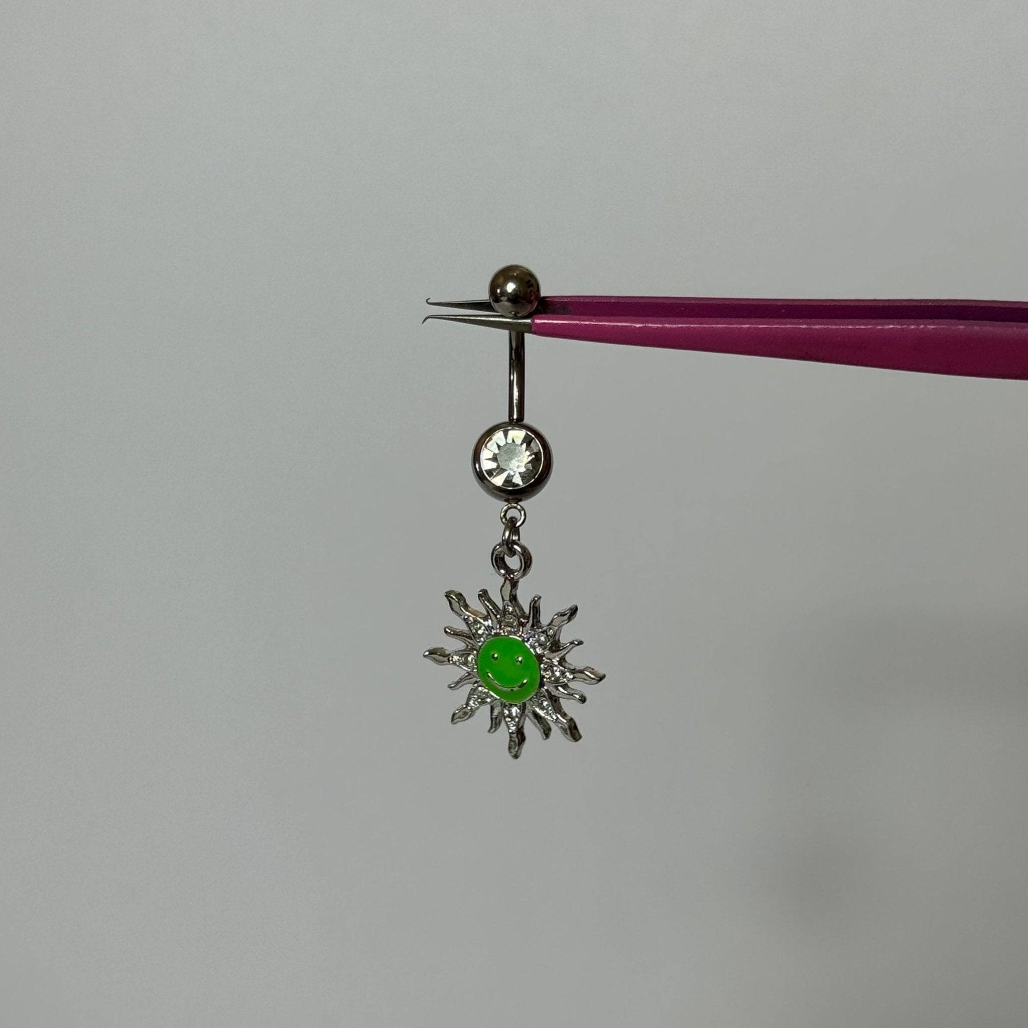 Green Smiley Sun Belly Bar - ILLUSIVE JEWELS