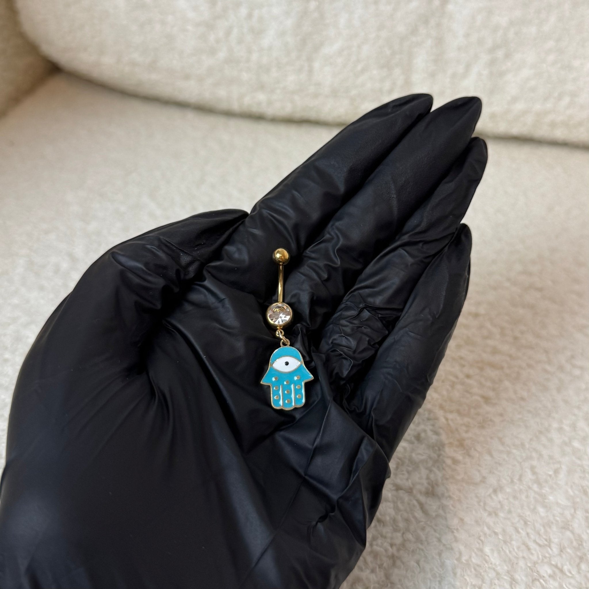 Hamsa Hand Belly Bar - ILLUSIVE JEWELS