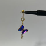 Indigo Dangling Butterfly Belly Bar