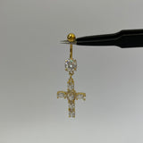 Gold Diamanté Cross Belly Bar