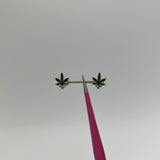 Silver Weed Leaf Nipple Bars