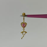 Pink Diamanté Drip Belly Bar