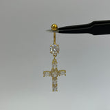 Gold Diamanté Cross Belly Bar