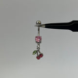 Pink Dangling Cherry Belly Bar