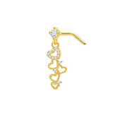 Love Hearts Dangling Nose Stud - ILLUSIVE JEWELS