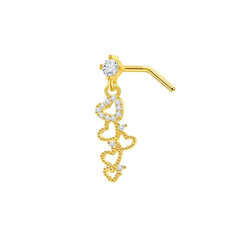 Love Hearts Dangling Nose Stud - ILLUSIVE JEWELS