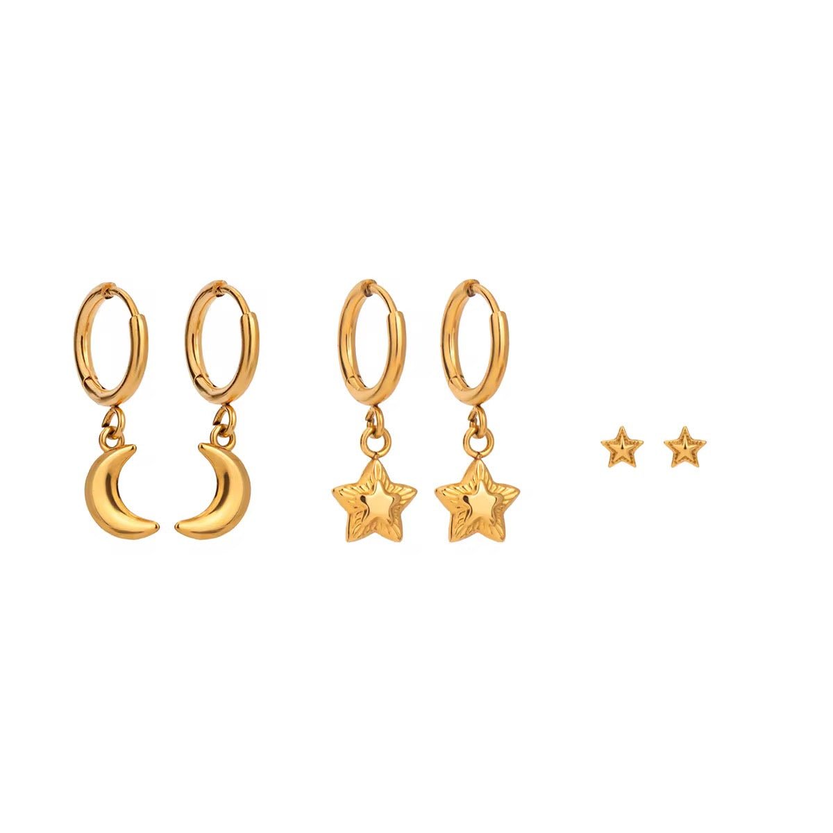 Lunar Huggie Earring Stack - ILLUSIVE JEWELS