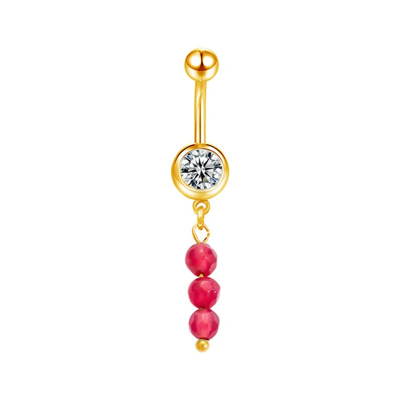 Pink Beaded Belly Bar - ILLUSIVE JEWELS