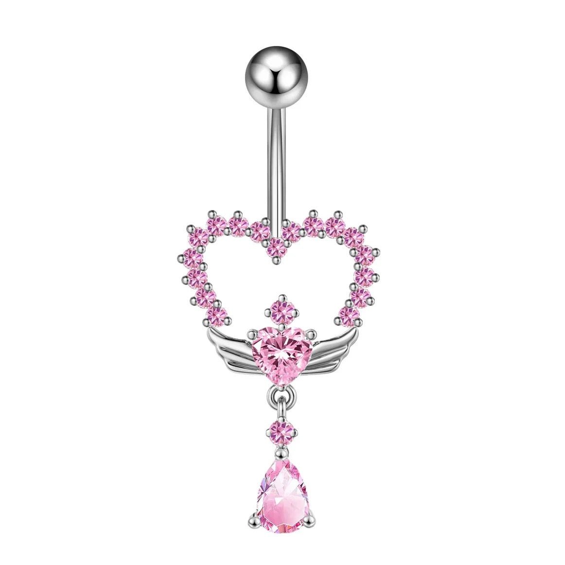 Pink Big Heart Belly Bar - ILLUSIVE JEWELS