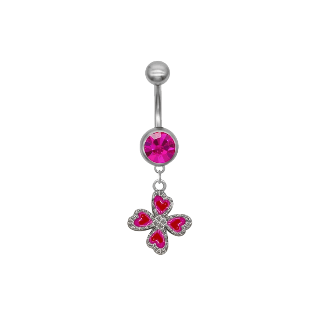 Pink Clover Belly Bar - ILLUSIVE JEWELS