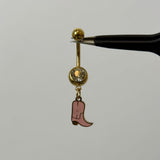 Pink Cowboy Boot Belly Bar - ILLUSIVE JEWELS