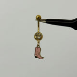 Pink Cowboy Boot Belly Bar - ILLUSIVE JEWELS