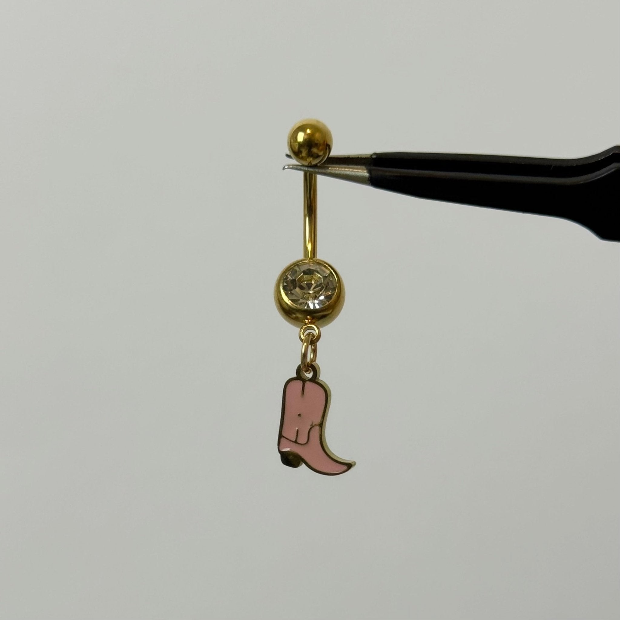 Pink Cowboy Boot Belly Bar - ILLUSIVE JEWELS