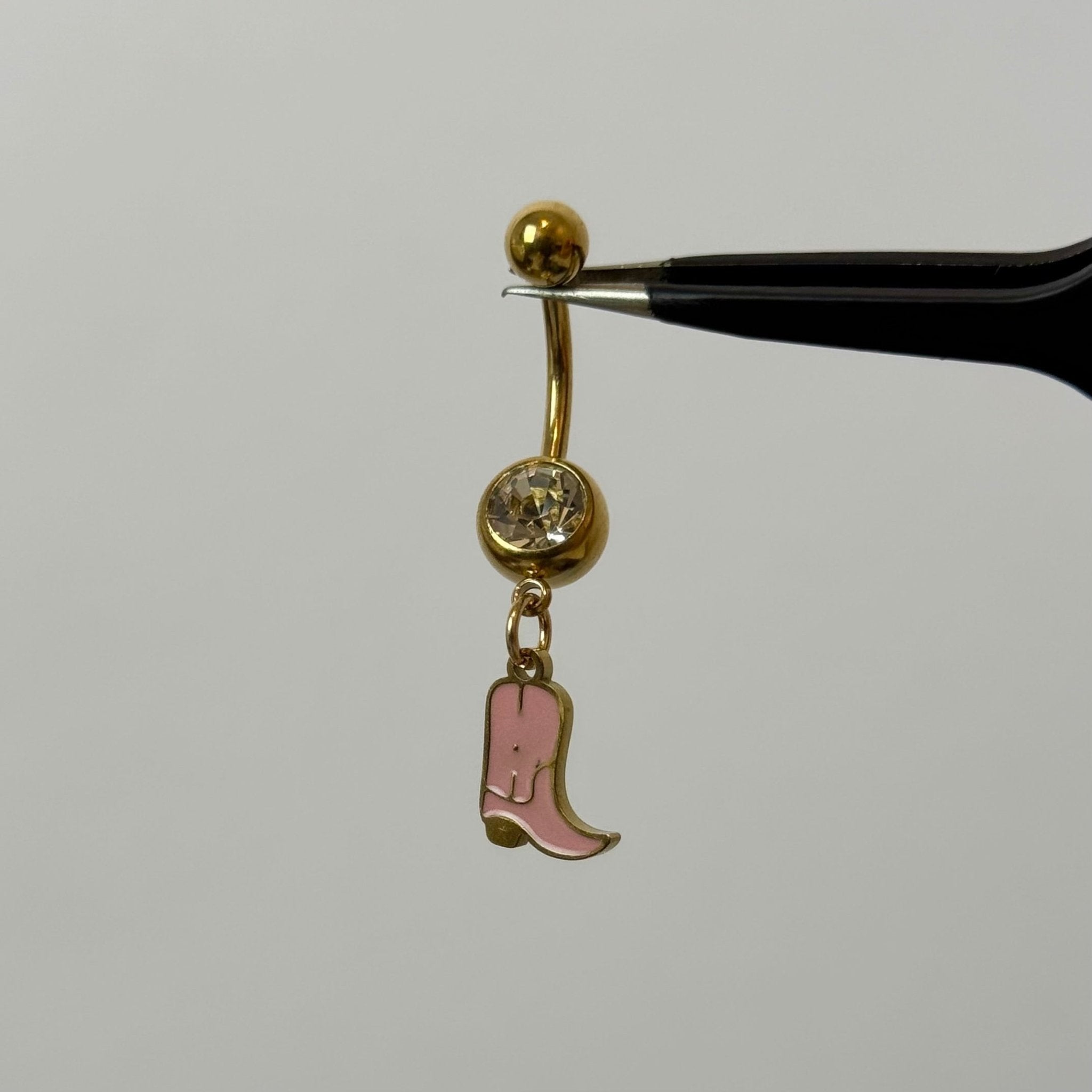 Pink Cowboy Boot Belly Bar - ILLUSIVE JEWELS