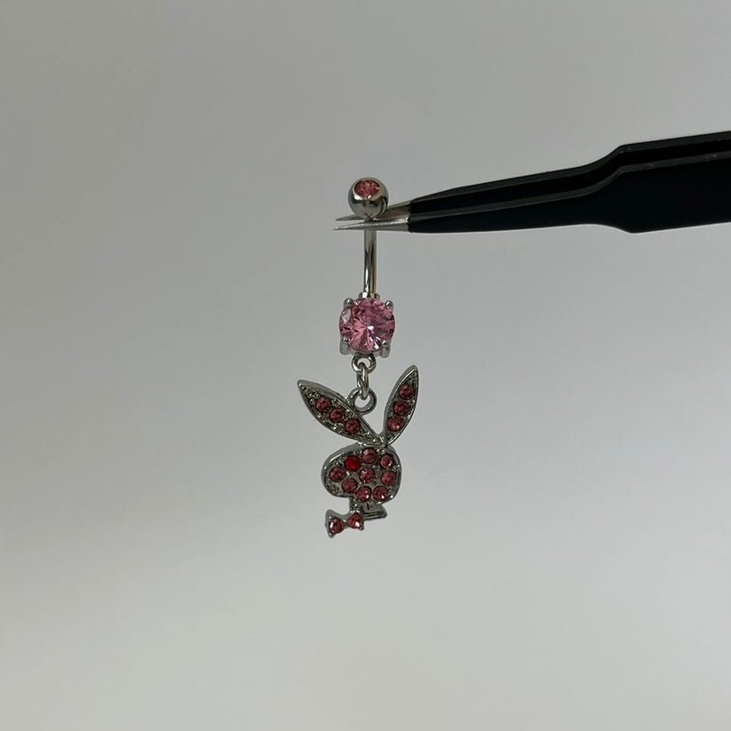 Pink Diamanté Bunny Belly Bar - ILLUSIVE JEWELS