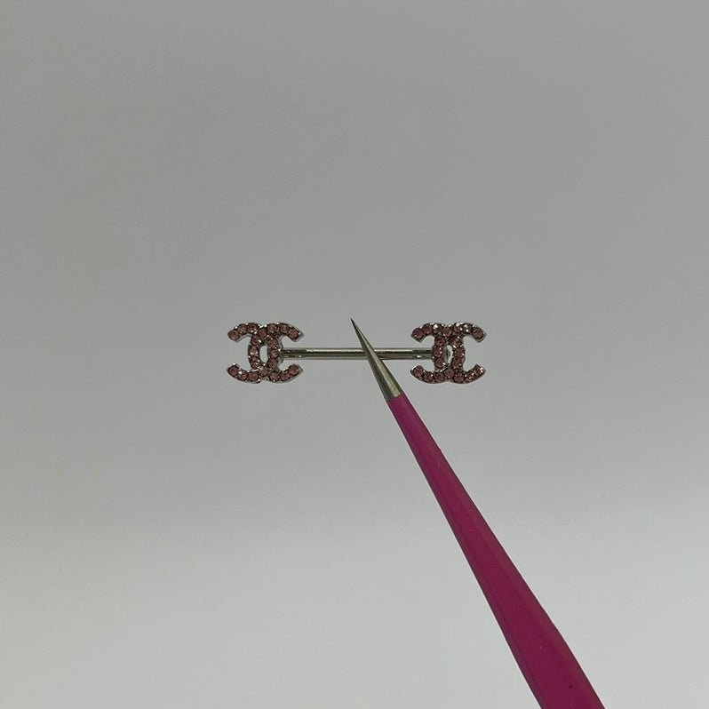 Pink Diamanté C Nipple Bars - ILLUSIVE JEWELS