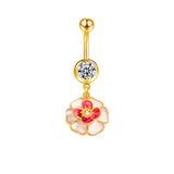 Pink Flower Belly Bar - ILLUSIVE JEWELS