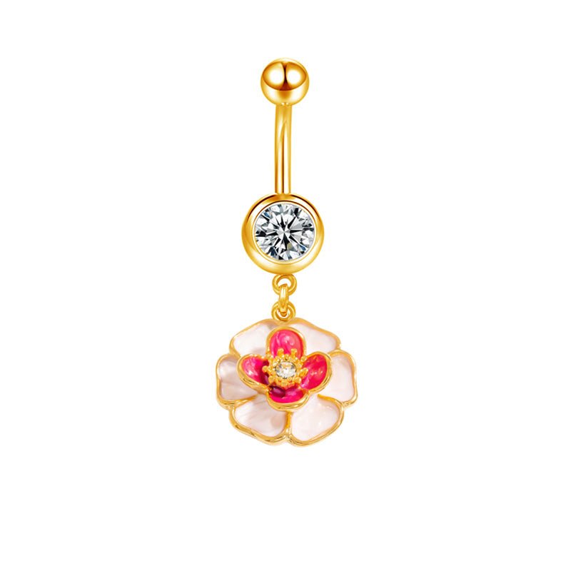 Pink Flower Belly Bar - ILLUSIVE JEWELS