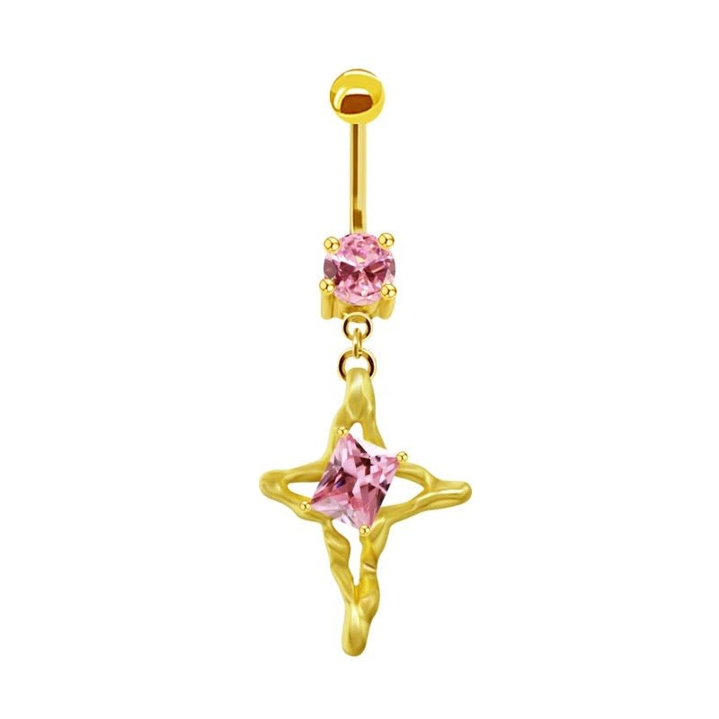 Pink Geometric Belly Bar - ILLUSIVE JEWELS