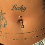 Pink Gold Raindrop Belly Bar - ILLUSIVE JEWELS