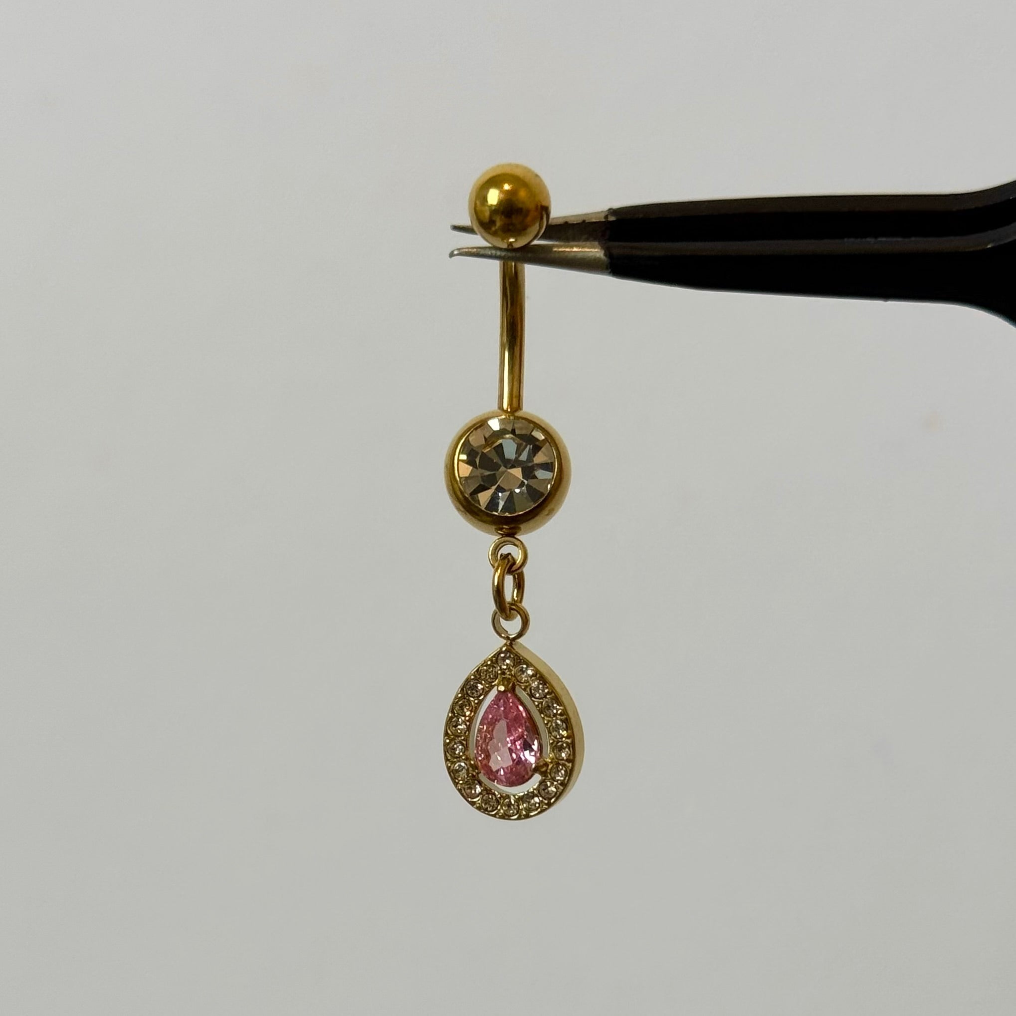 Pink Gold Raindrop Belly Bar - ILLUSIVE JEWELS