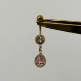 Pink Gold Raindrop Belly Bar - ILLUSIVE JEWELS