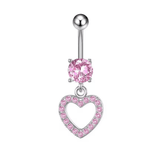 Pink Heart Gemstone Titanium Belly Bar - ILLUSIVE JEWELS