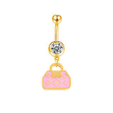 Pink LV Bag Belly Bar - ILLUSIVE JEWELS